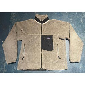 Vintage PATAGONIA Retro X Deep Pile Fleece Jacket Gray Black Silver Mens Large L